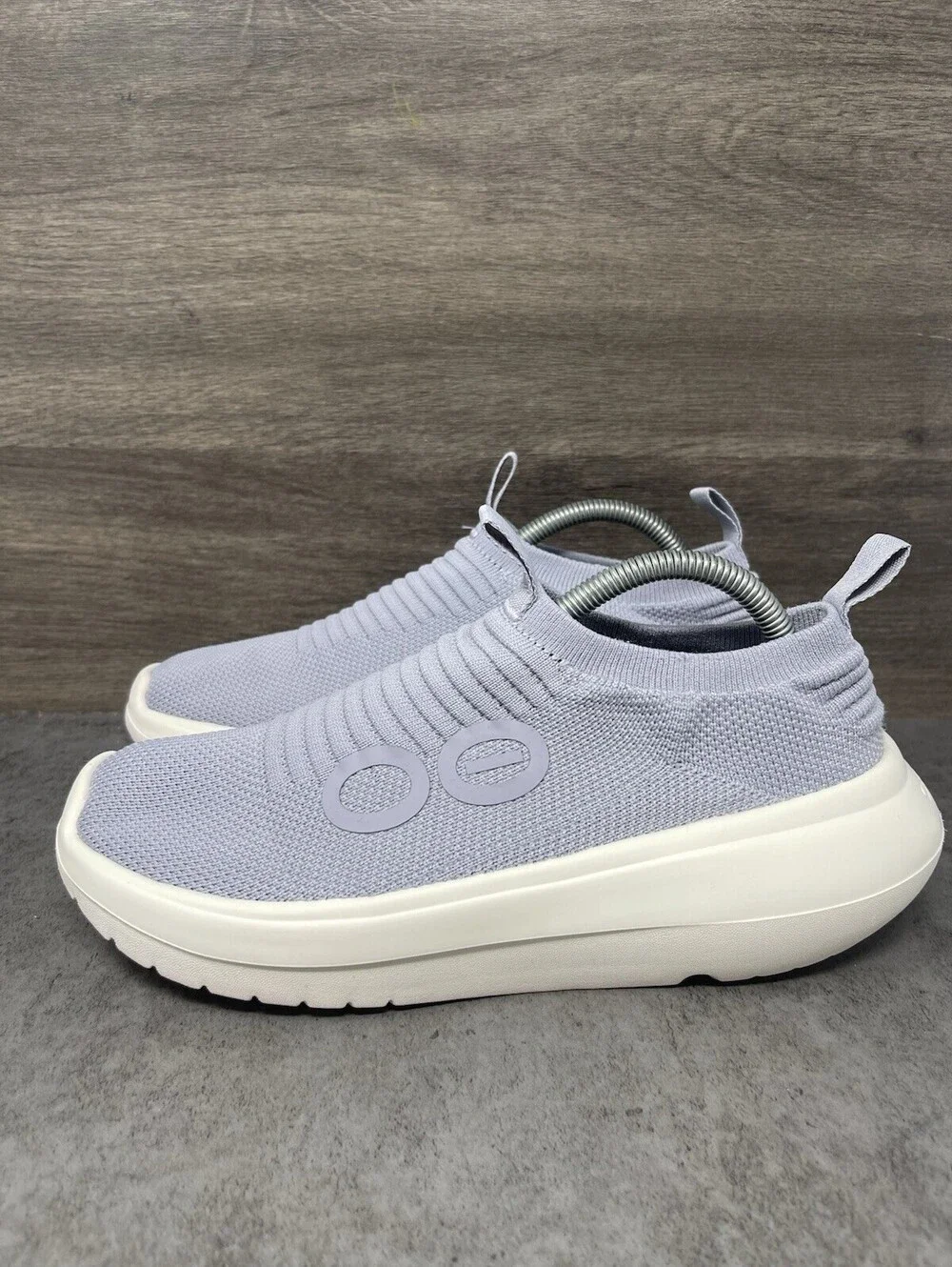 OOFOS OOmy Stride Slip On Knit Recovery Shoes Gray Womens Size 10 Walking